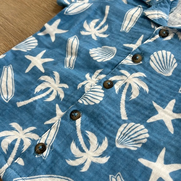 Stitch & Stone Blue Surf Palm Tree Print Resort Matching Set 12 18 24 months - Picture 4 of 5